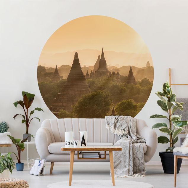 Papel pintado salón moderno Sun Setting Over Bagan
