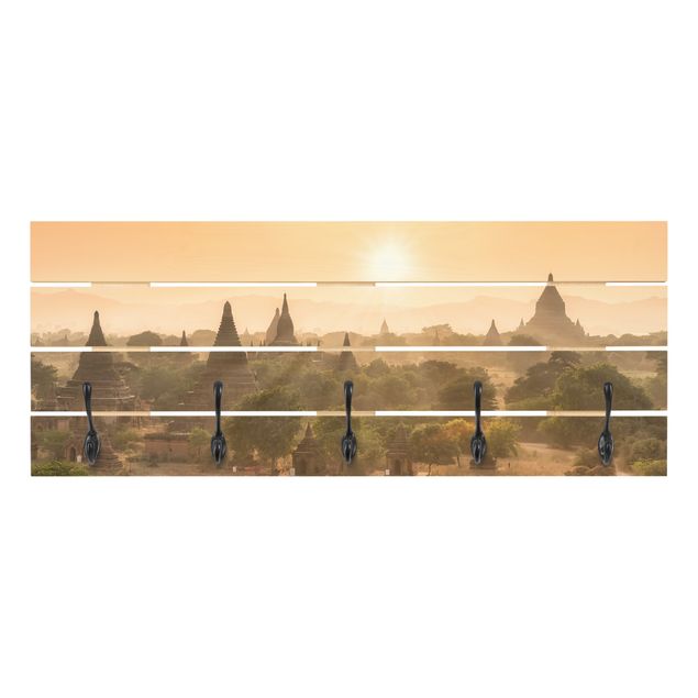 Perchero madera pared Sun Setting Over Bagan
