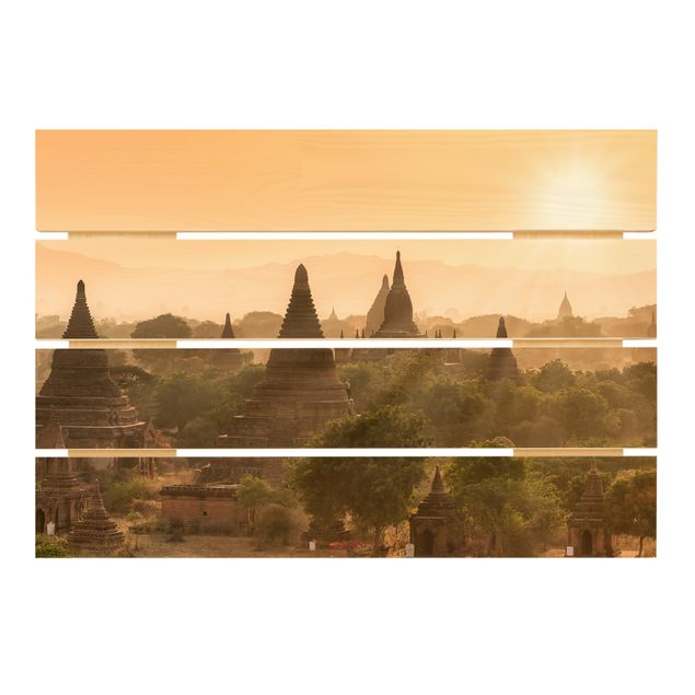 Cuadros de madera Sun Setting Over Bagan