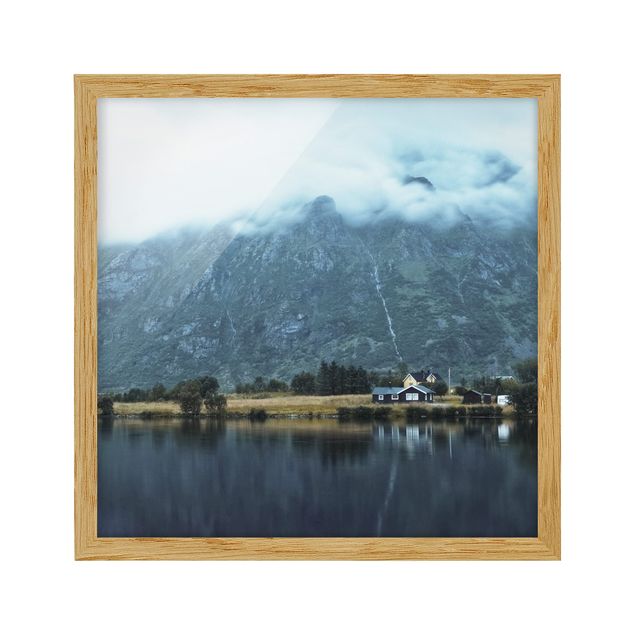 Pósters enmarcados de paisajes Lofoten Reflection