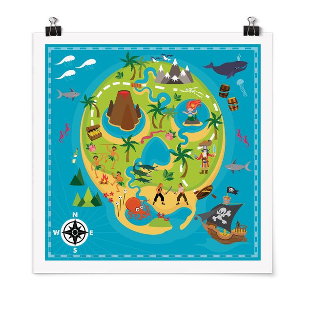 Cuadro multicolor Playoom Mat Pirates - Welcome To The Pirate Island