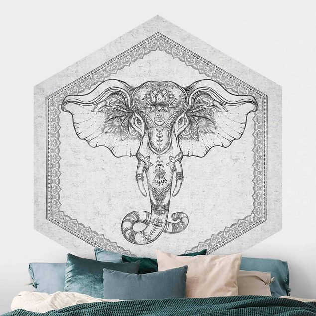 Papel pintado elefantes Spiritual Elephant In Concrete Look
