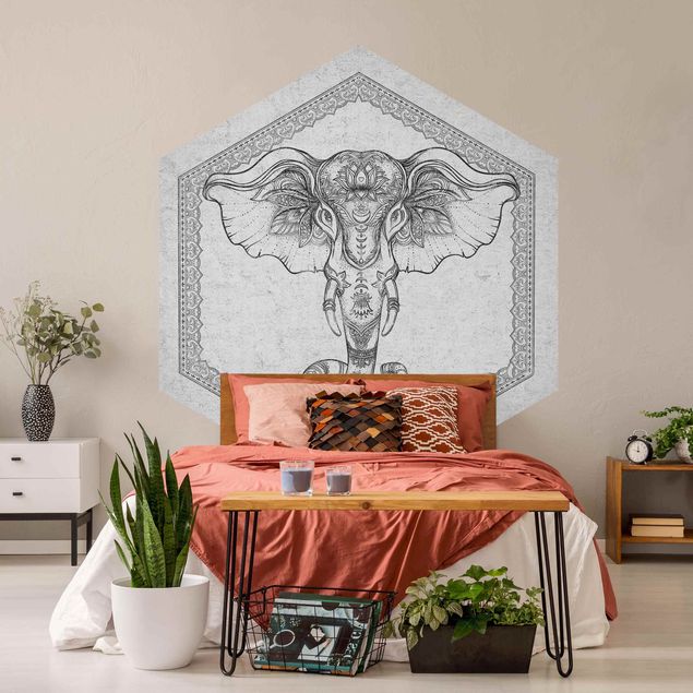 Papel pintado moderno Spiritual Elephant In Concrete Look
