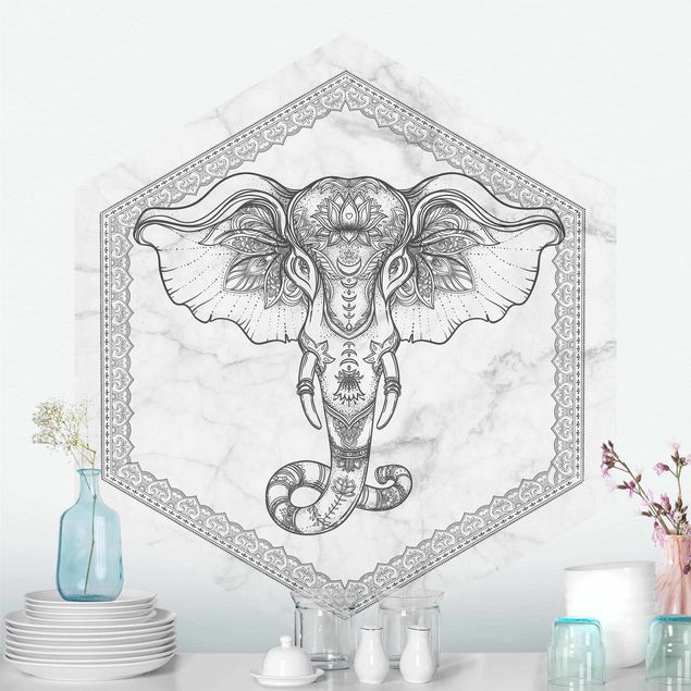 Papel pintado mármol Spiritual Elephant In Marble Look