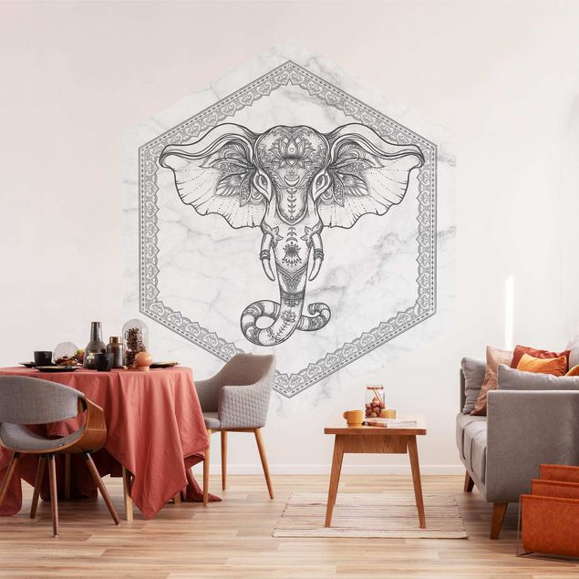 Decoración de cocinas Spiritual Elephant In Marble Look