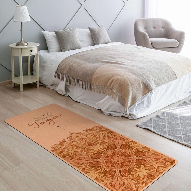Alfombras color naranja Text All You Need Is Yoga Orange