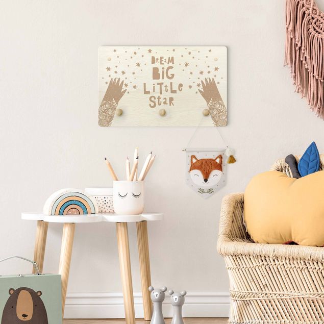 Percheros de pared con frases Text Dream Big Little Star With Flowers Natural