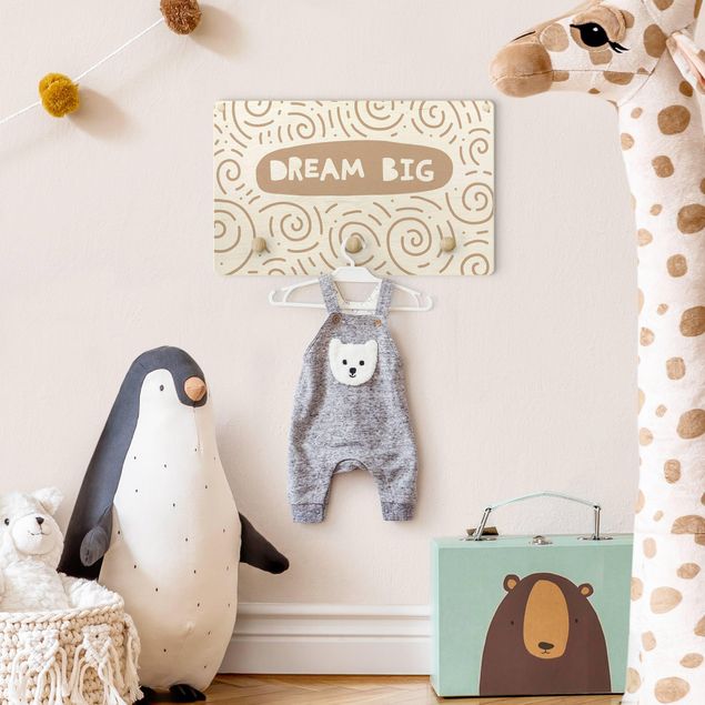 Percheros de pared con frases Text Dream Big With Whirls Natural