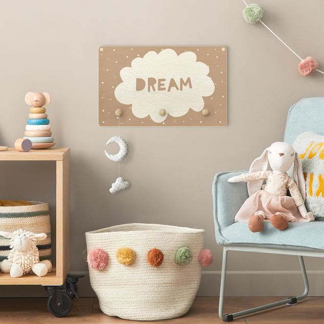 Percheros de pared con frases Text Dream With Clouds Natural