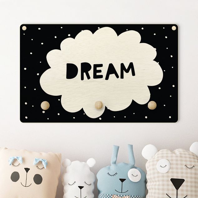 Decoración habitación infantil Text Dream With Clouds Black