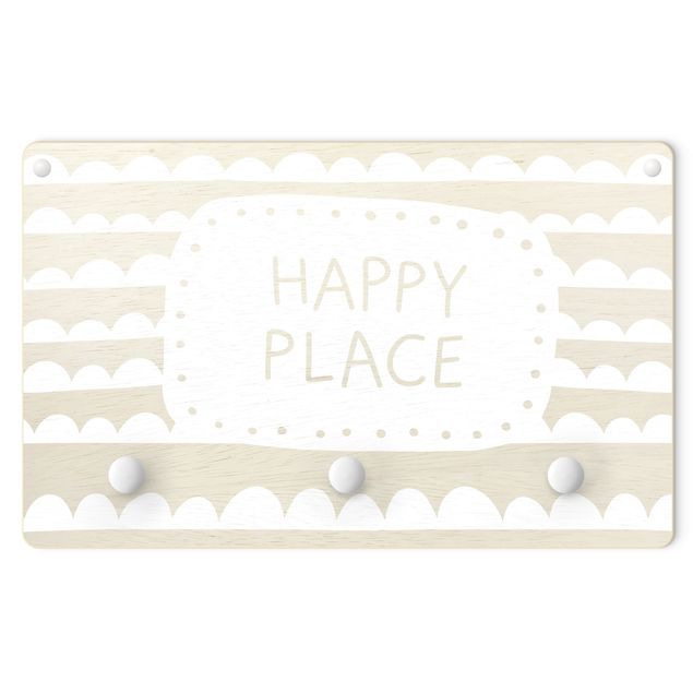 Percha pared Text Happy Place In Band Of Clouds White