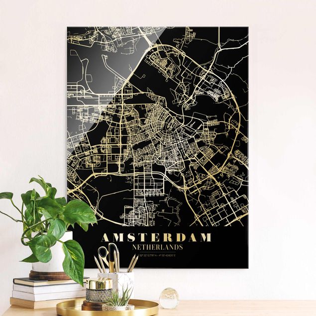 Decoración en la cocina Amsterdam City Map - Classic Black