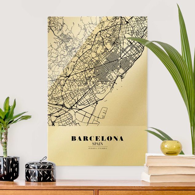 Cuadros de cristal arquitectura y skyline Barcelona City Map - Classic