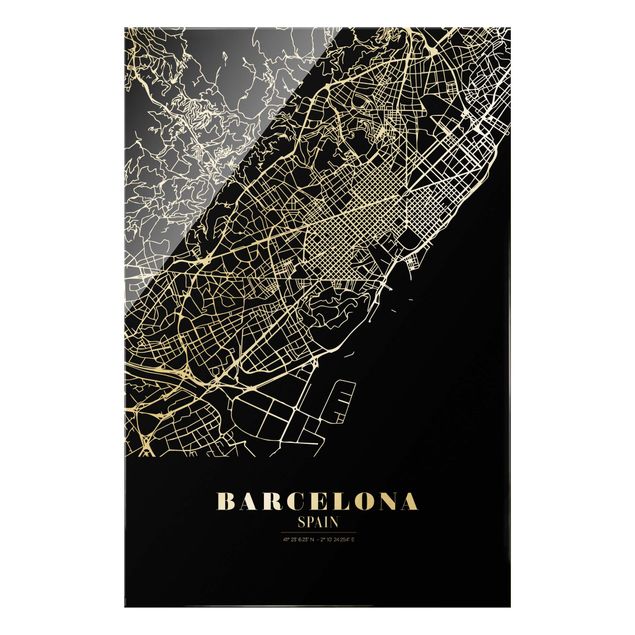 Cuadros en blanco y negro Barcelona City Map - Classic Black