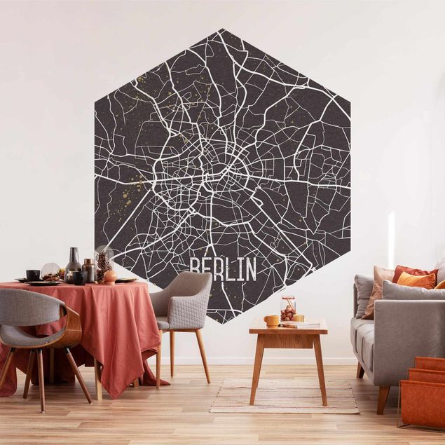 Papel pintado ciudades City Map Berlin - Retro
