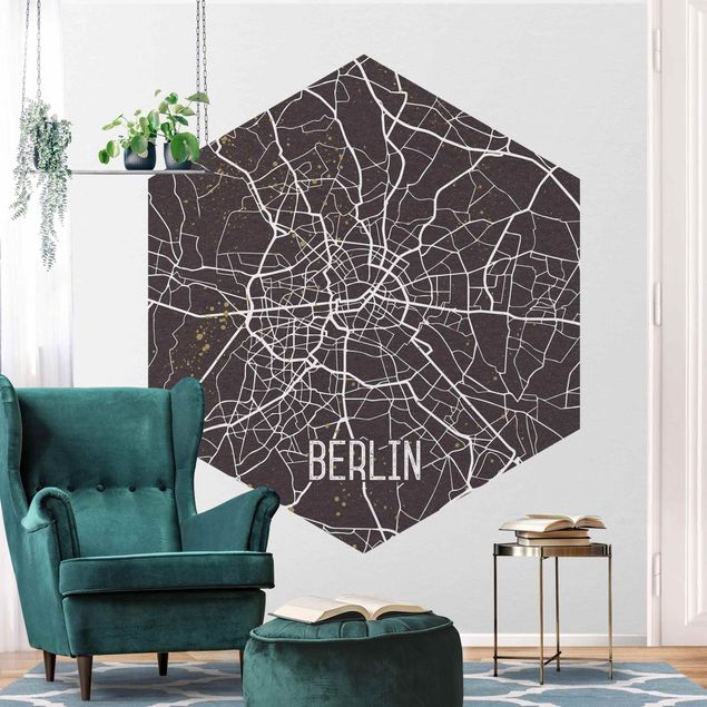Papel pintado moderno City Map Berlin - Retro