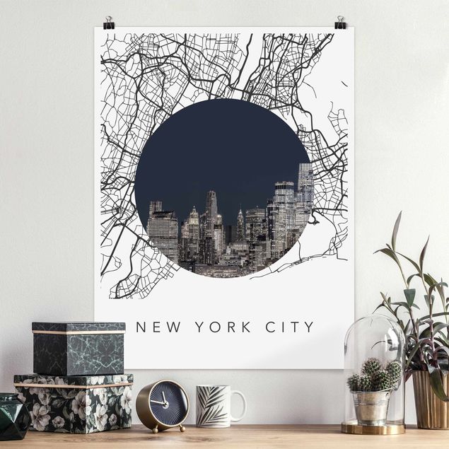 Decoración de cocinas Map Collage New York City