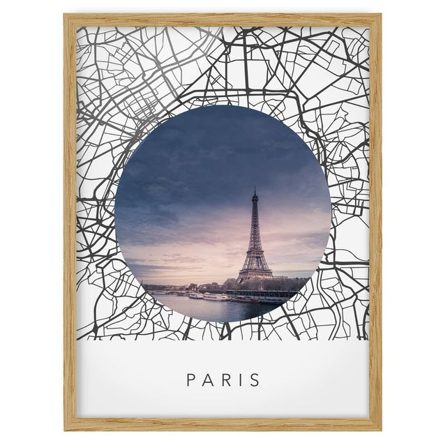 Pósters enmarcados de mapamundi Map Collage Paris