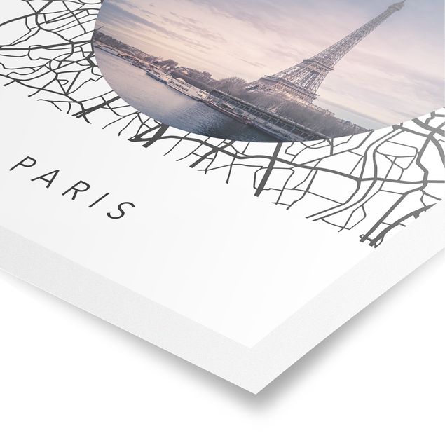 Póster mapamundi Map Collage Paris