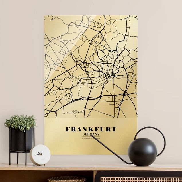 Cuadros de cristal mapamundi Frankfurt City City Map - Classic