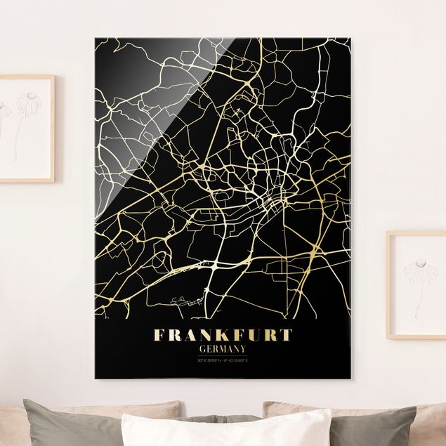 Decoración de cocinas Frankfurt City City Map - Classic Black