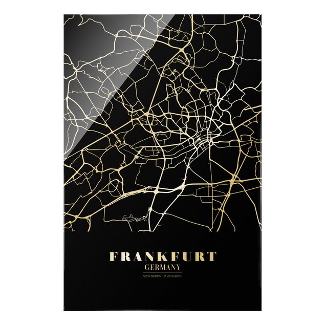 Cuadros a blanco y negro Frankfurt City City Map - Classic Black