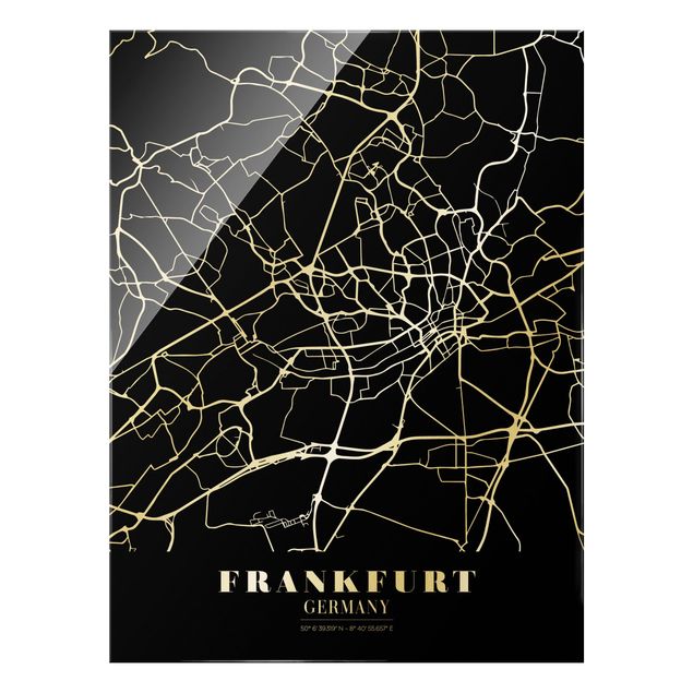 Cuadros a blanco y negro Frankfurt City City Map - Classic Black