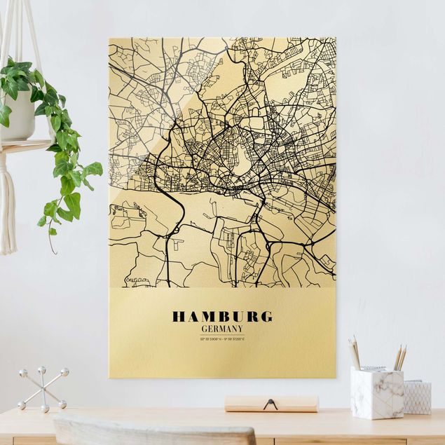 Cuadros de cristal Hamburgo Hamburg City Map - Classic