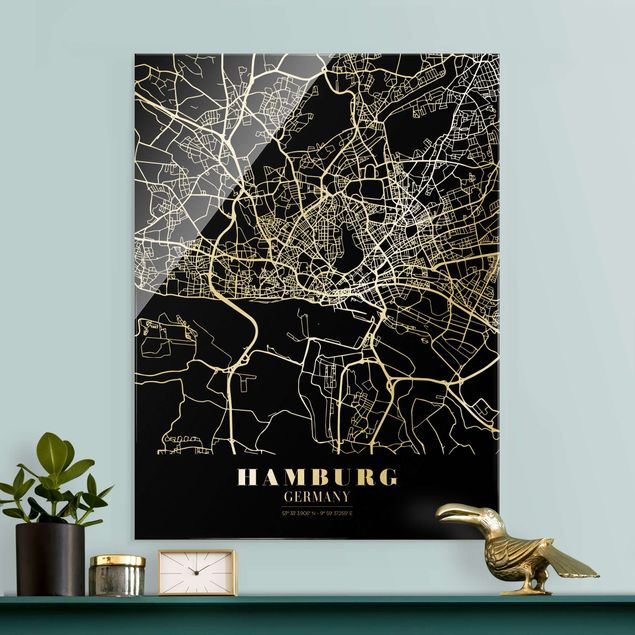 Decoración de cocinas Hamburg City Map - Classic Black