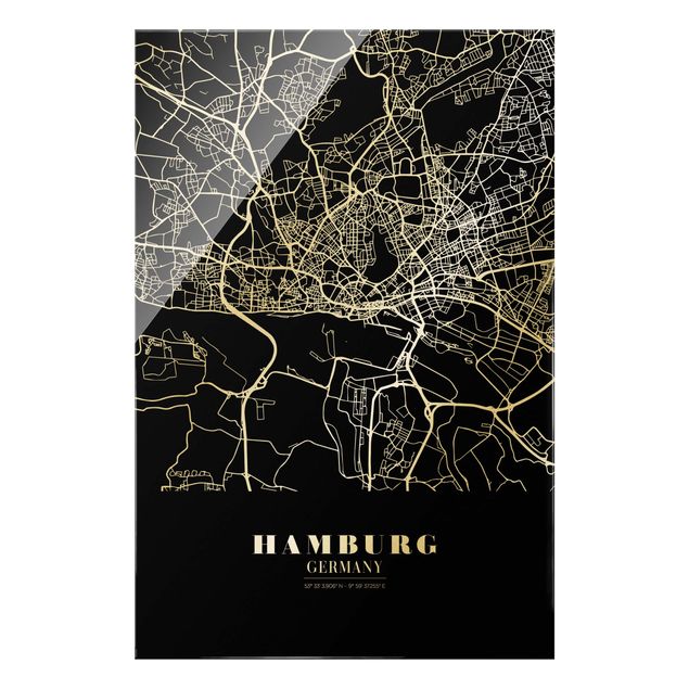 Cuadros arquitectura Hamburg City Map - Classic Black