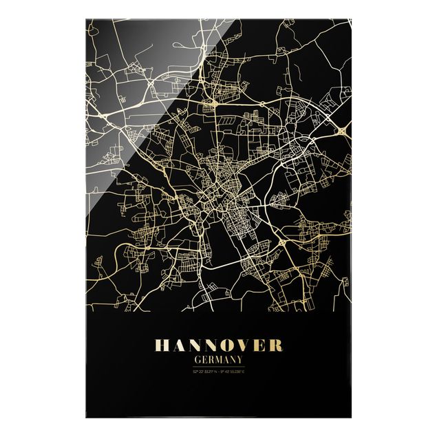 Cuadros en blanco y negro Hannover City Map - Classic Black