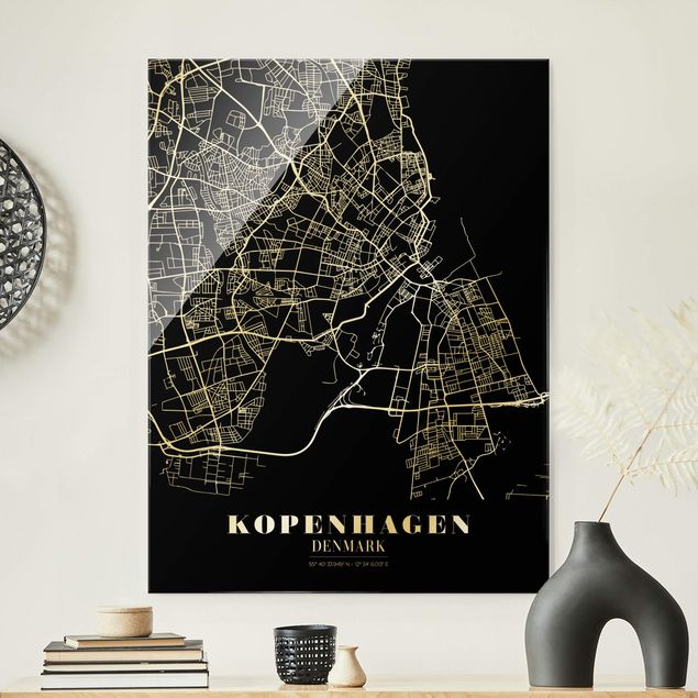 Decoración de cocinas Copenhagen City Map - Classic Black
