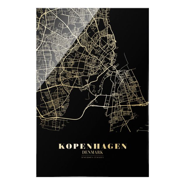 Cuadros modernos blanco y negro Copenhagen City Map - Classic Black