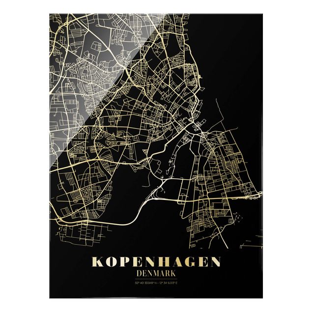 Cuadros a blanco y negro Copenhagen City Map - Classic Black