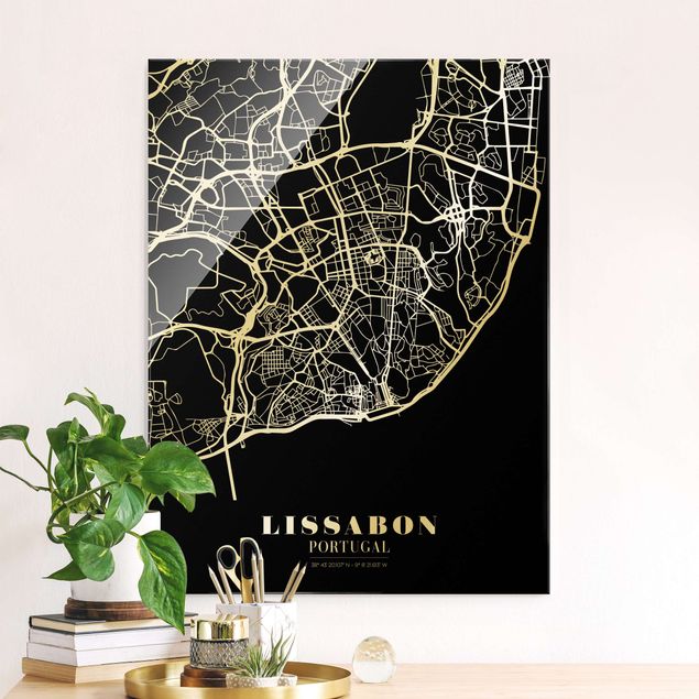 Decoración cocina Lisbon City Map - Classic Black