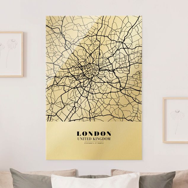 Cuadros de cristal Londres London City Map - Classic