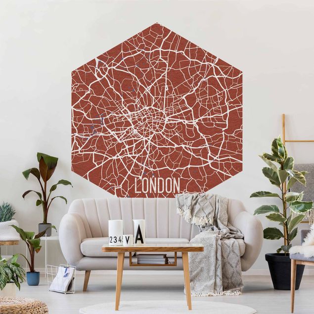 Papel pintado moderno City Map London - Retro