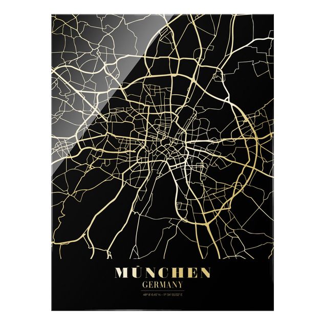 Cuadros modernos blanco y negro Munich City Map - Classic Black