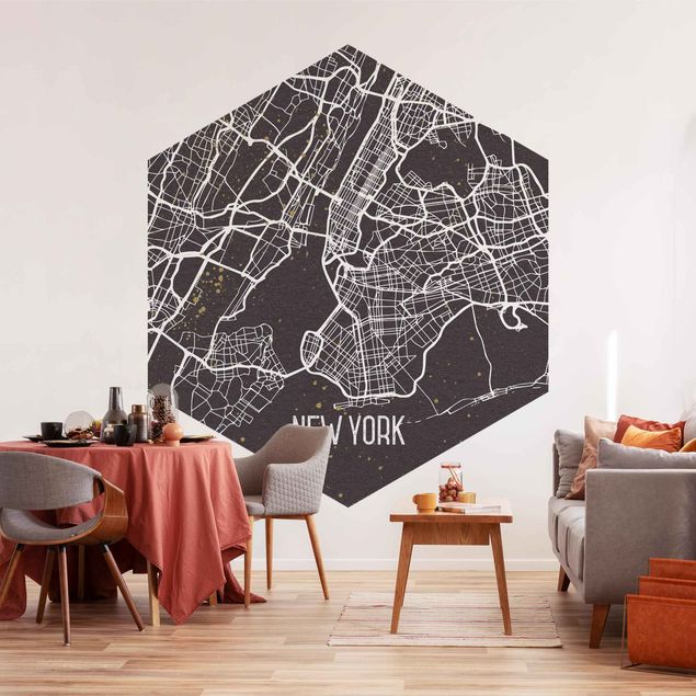 Papel pintado ciudad City Map New York- Retro