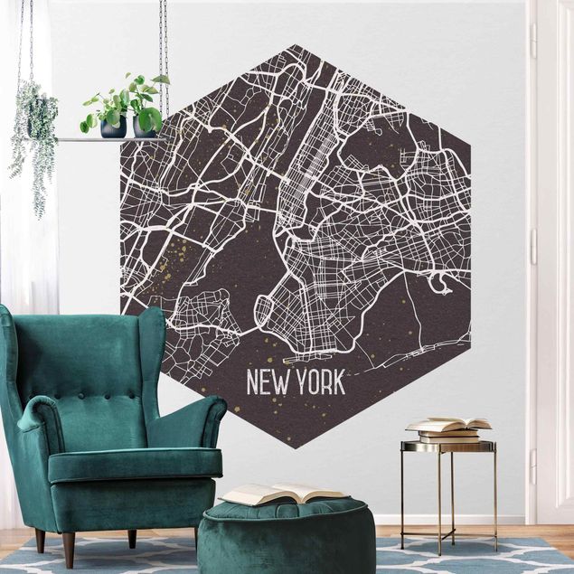 Papeles pintados modernos City Map New York- Retro