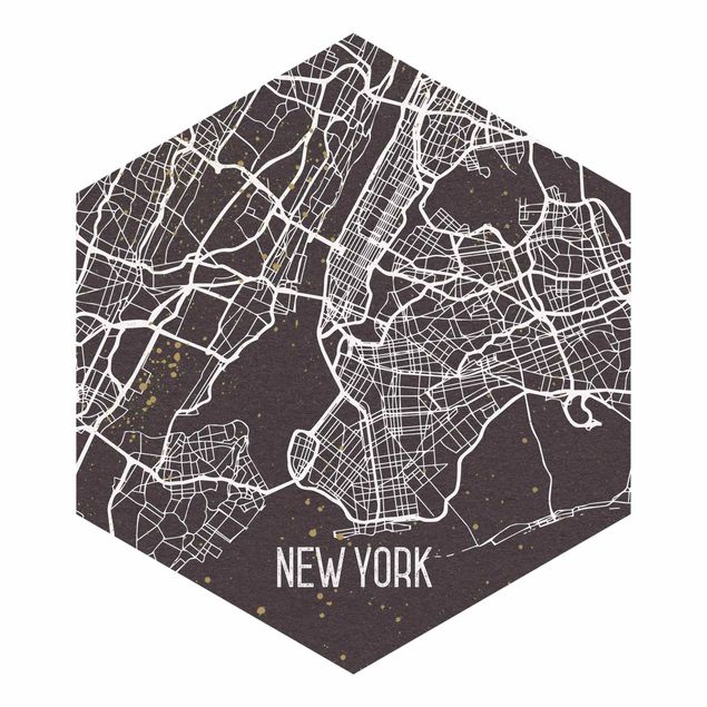 Papel pintado tonos rojos City Map New York- Retro