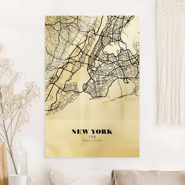 Cuadros de cristal Nueva York New York City Map - Classic