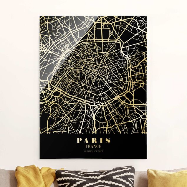 Decoración de cocinas Paris City Map - Classic Black