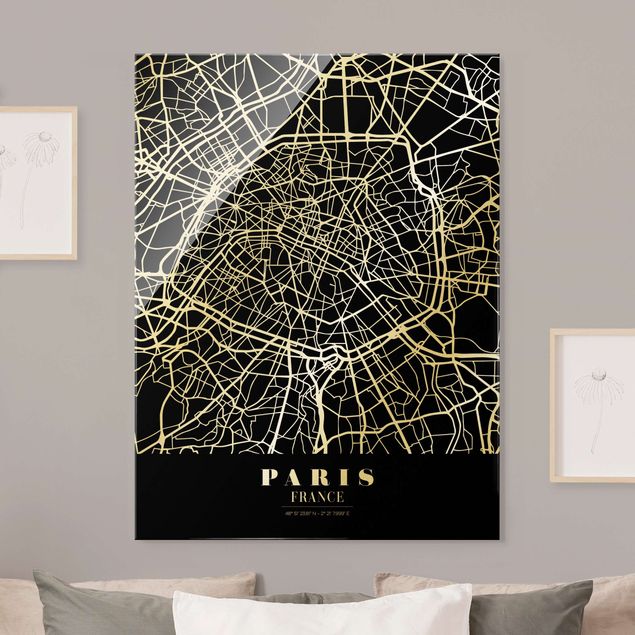 Cuadros de cristal París Paris City Map - Classic Black