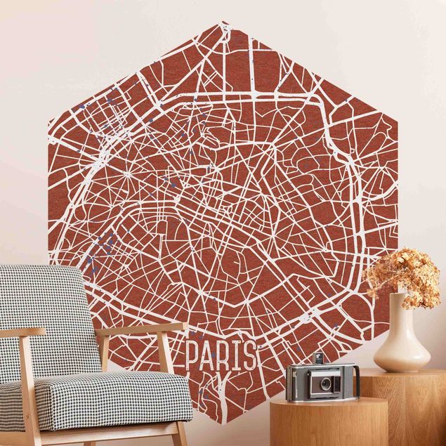 Papel pintado París vintage City Map Paris - Retro