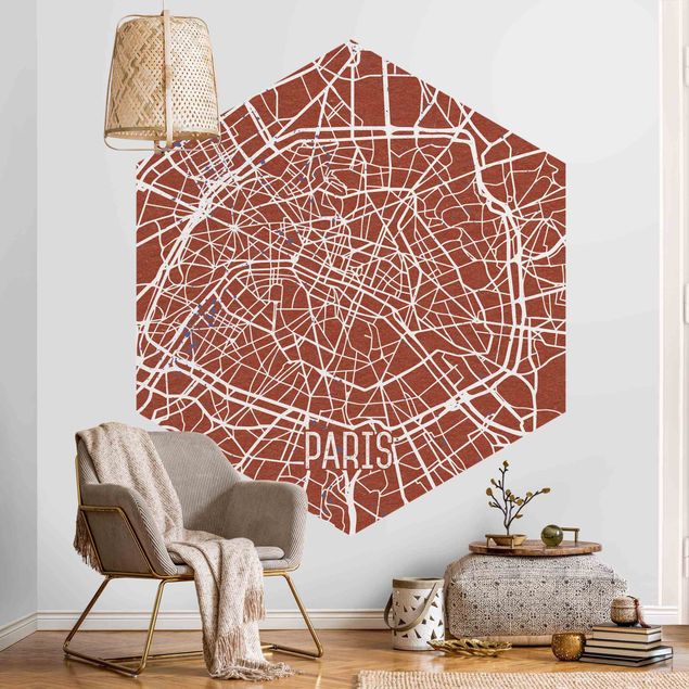 Papeles pintados modernos City Map Paris - Retro