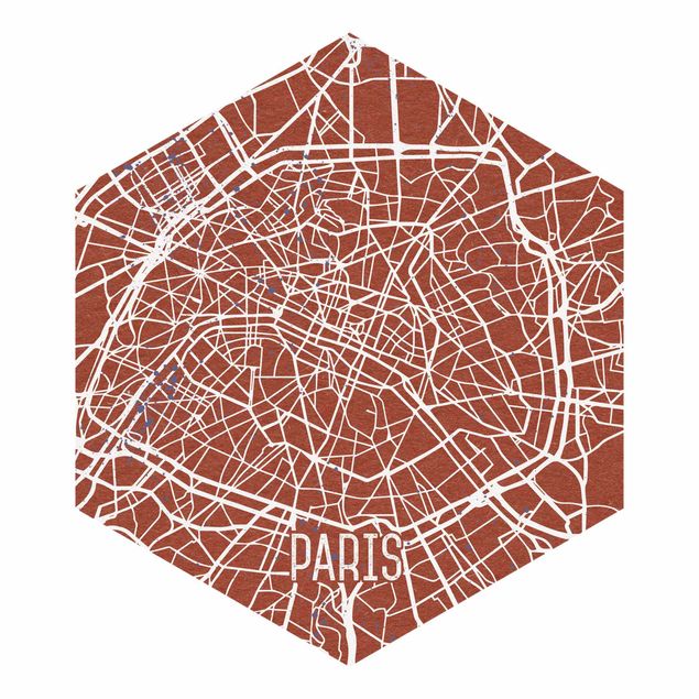 Papel pintado tonos marrones City Map Paris - Retro