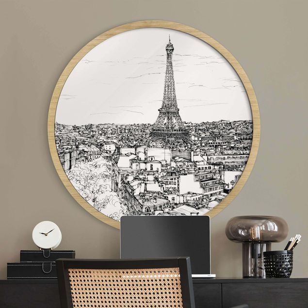 Pósters enmarcados en blanco y negro City Study - Paris