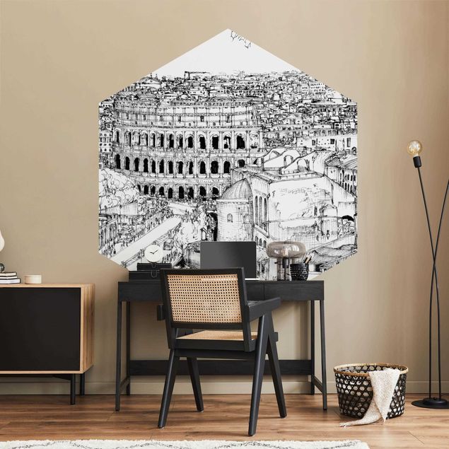 Papel pintado blanco y negro City Study - Rome
