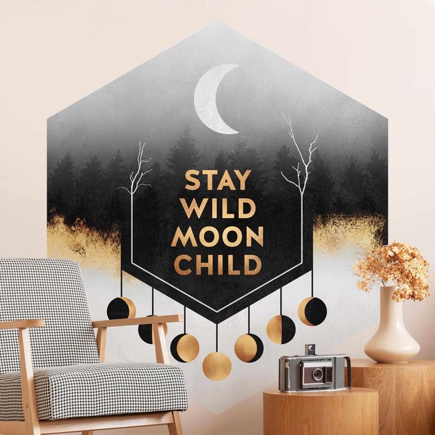 Papel pintado dorado Stay Wild Moon Child